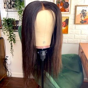 Wow African Brazilian Yaki Straight Lace Wig 18in